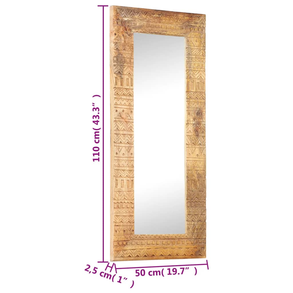 Hand-Carved Mirror Solid Mango Wood