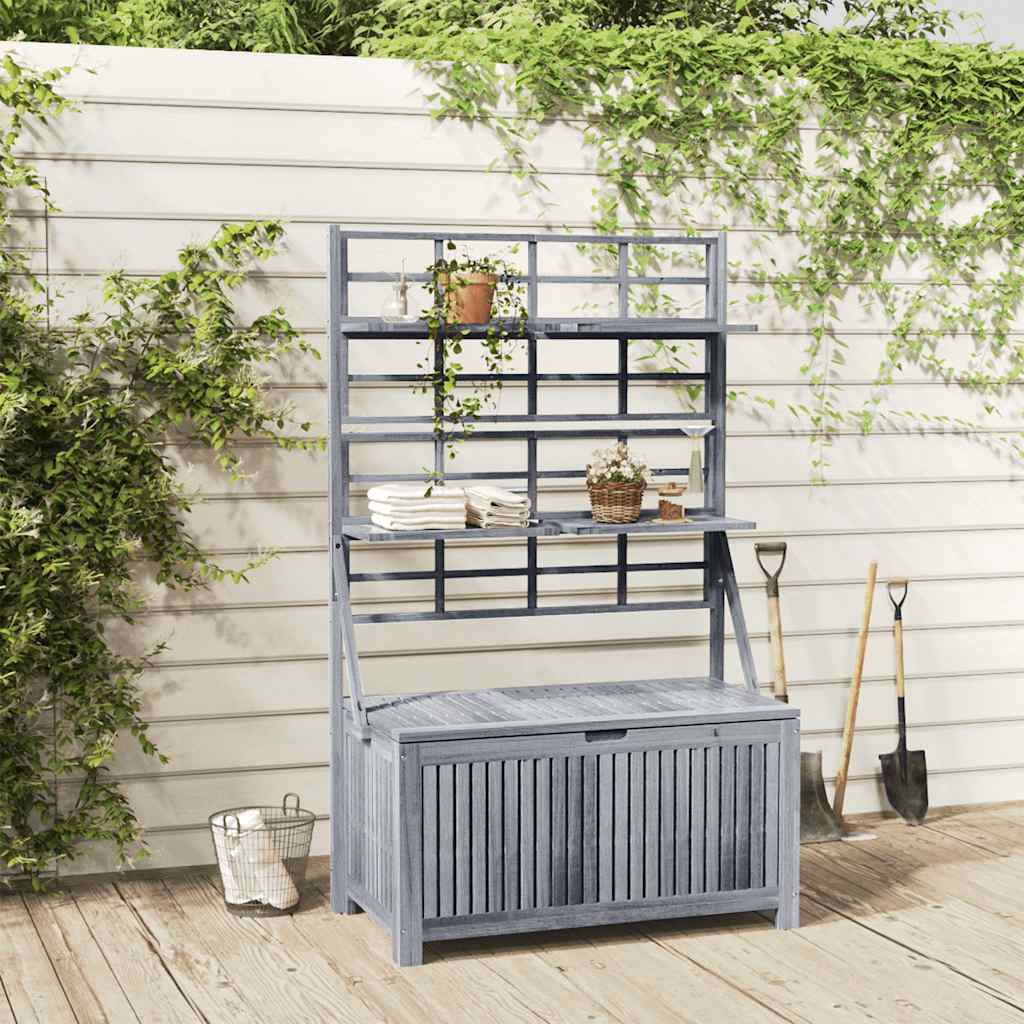 Storage Box with Trellis Grey 99x55x160 cm Solid Acacia Wood