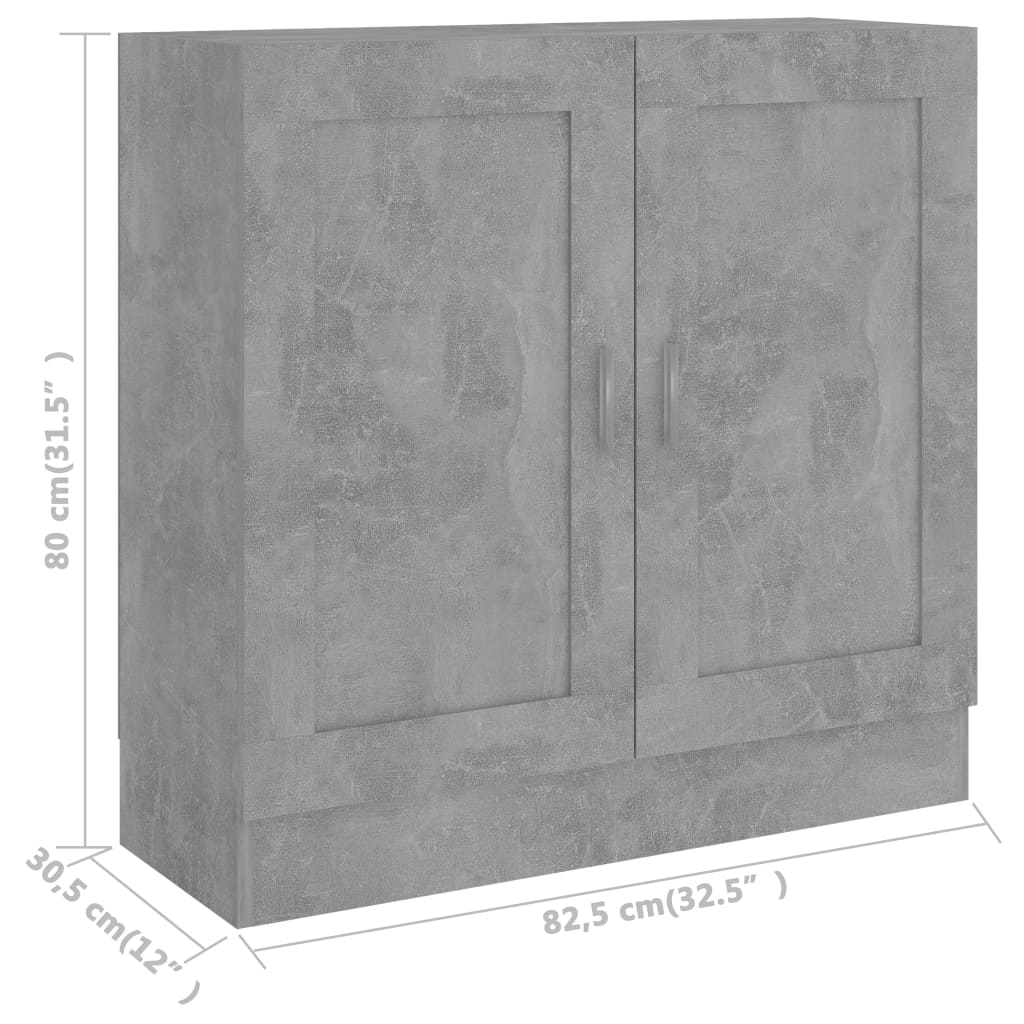 Book Cabinet Concrete Grey 82.5x30.5x80 cm Engineered Wood