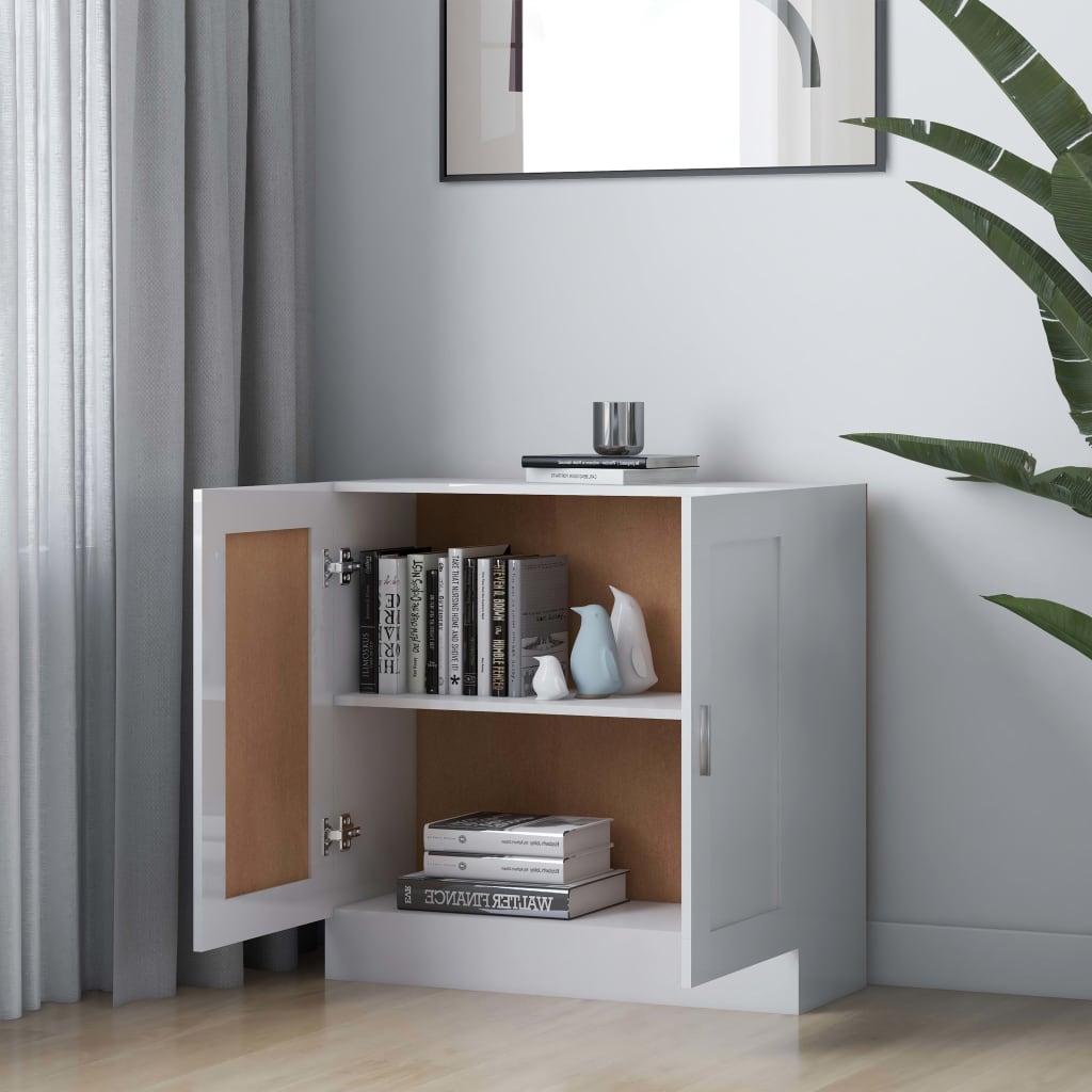 Book Cabinet High Gloss White 82.5x30.5x80 cm Engineered Wood
