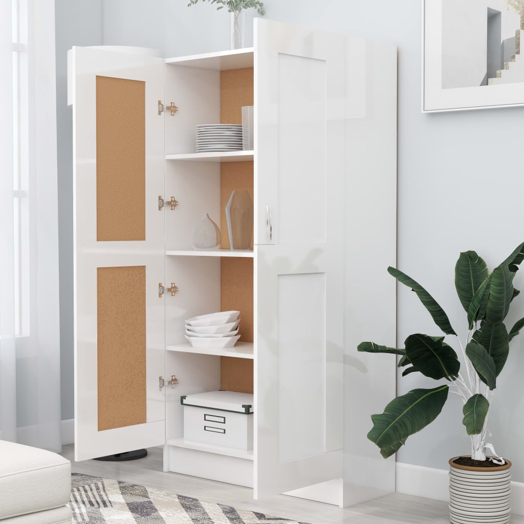Book Cabinet High Gloss White 82.5x30.5x150 cm Engineered Wood