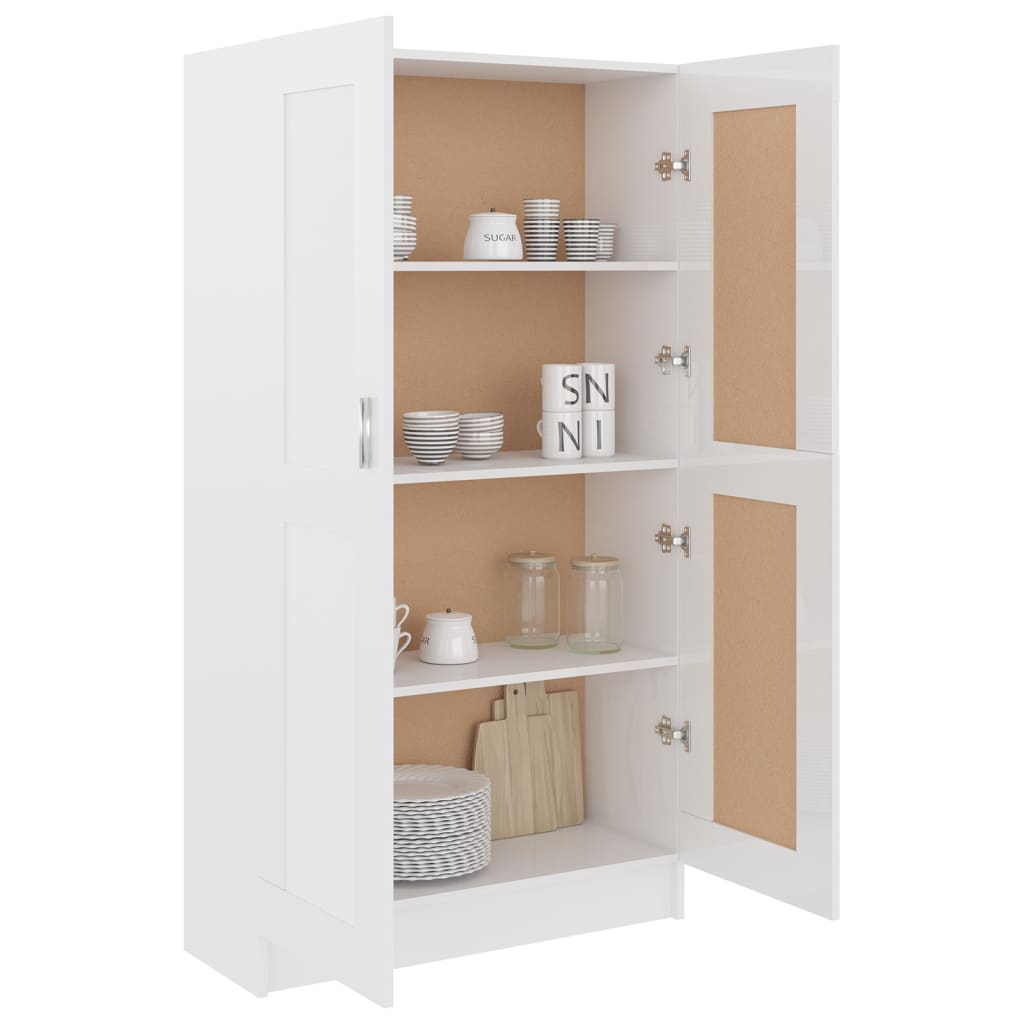 Book Cabinet High Gloss White 82.5x30.5x150 cm Engineered Wood