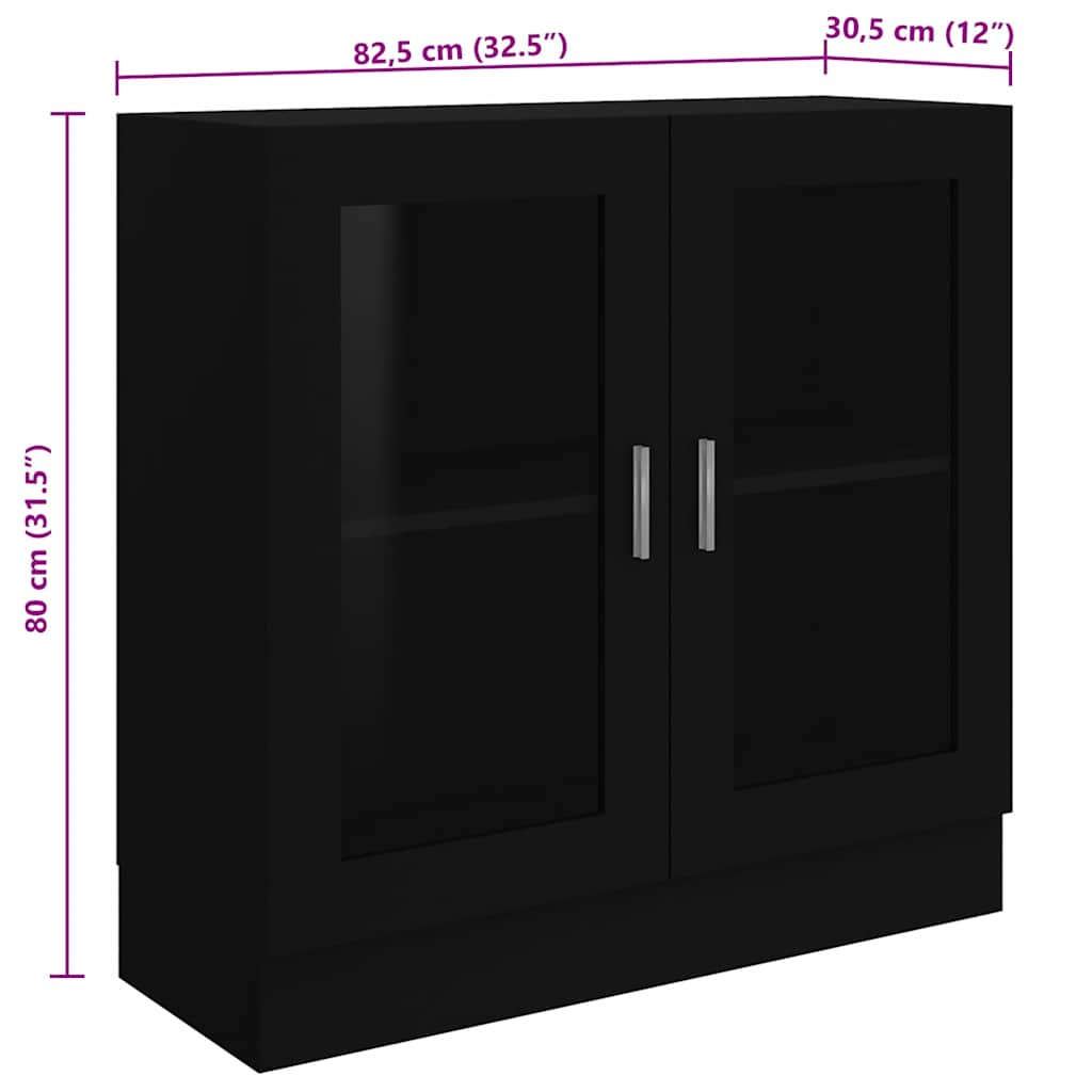 Vitrine Cabinet Black 82.5x30.5x80 cm Engineered Wood