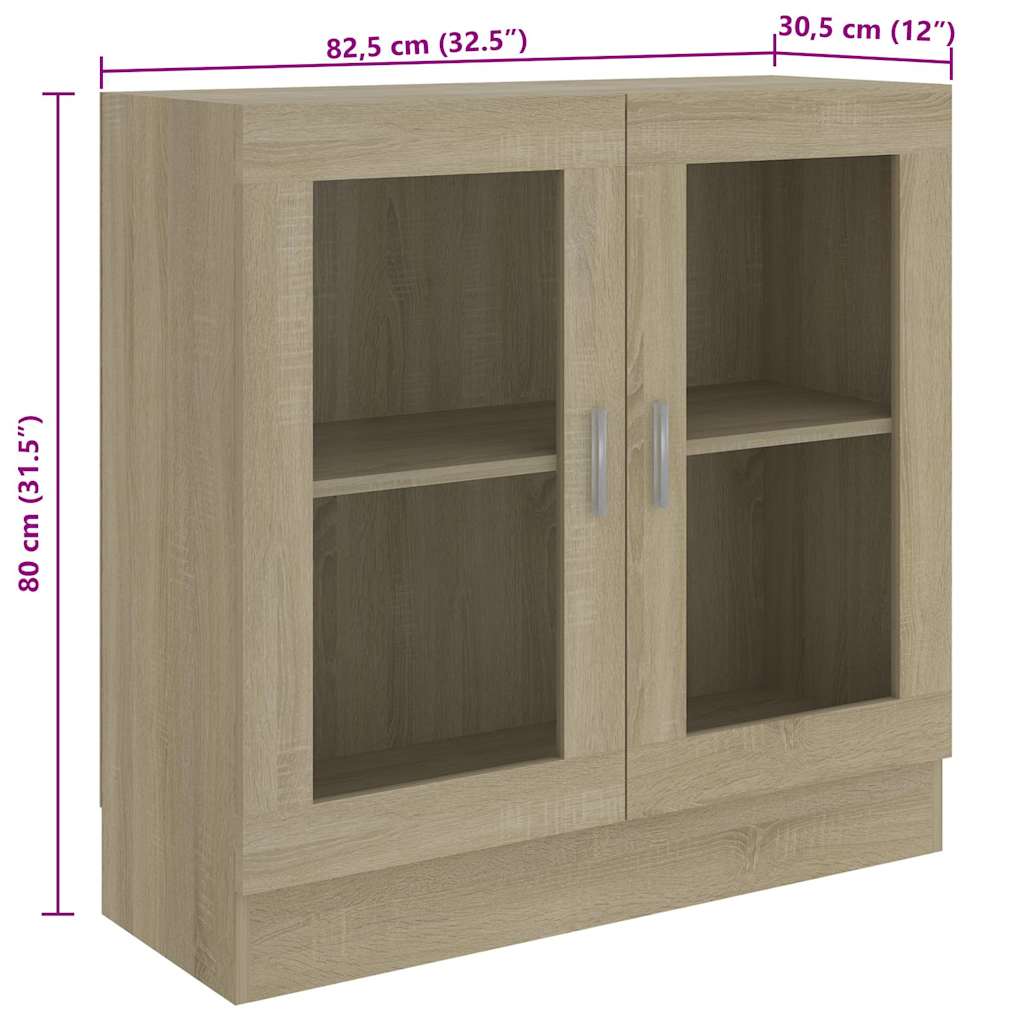 Vitrine Cabinet Sonoma Oak 82.5x30.5x80 cm Engineered Wood