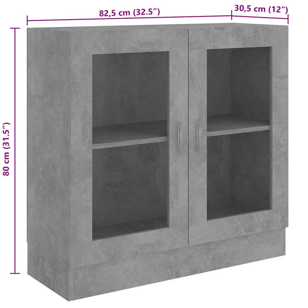 Vitrine Cabinet Concrete Grey 82.5x30.5x80 cm Engineered Wood