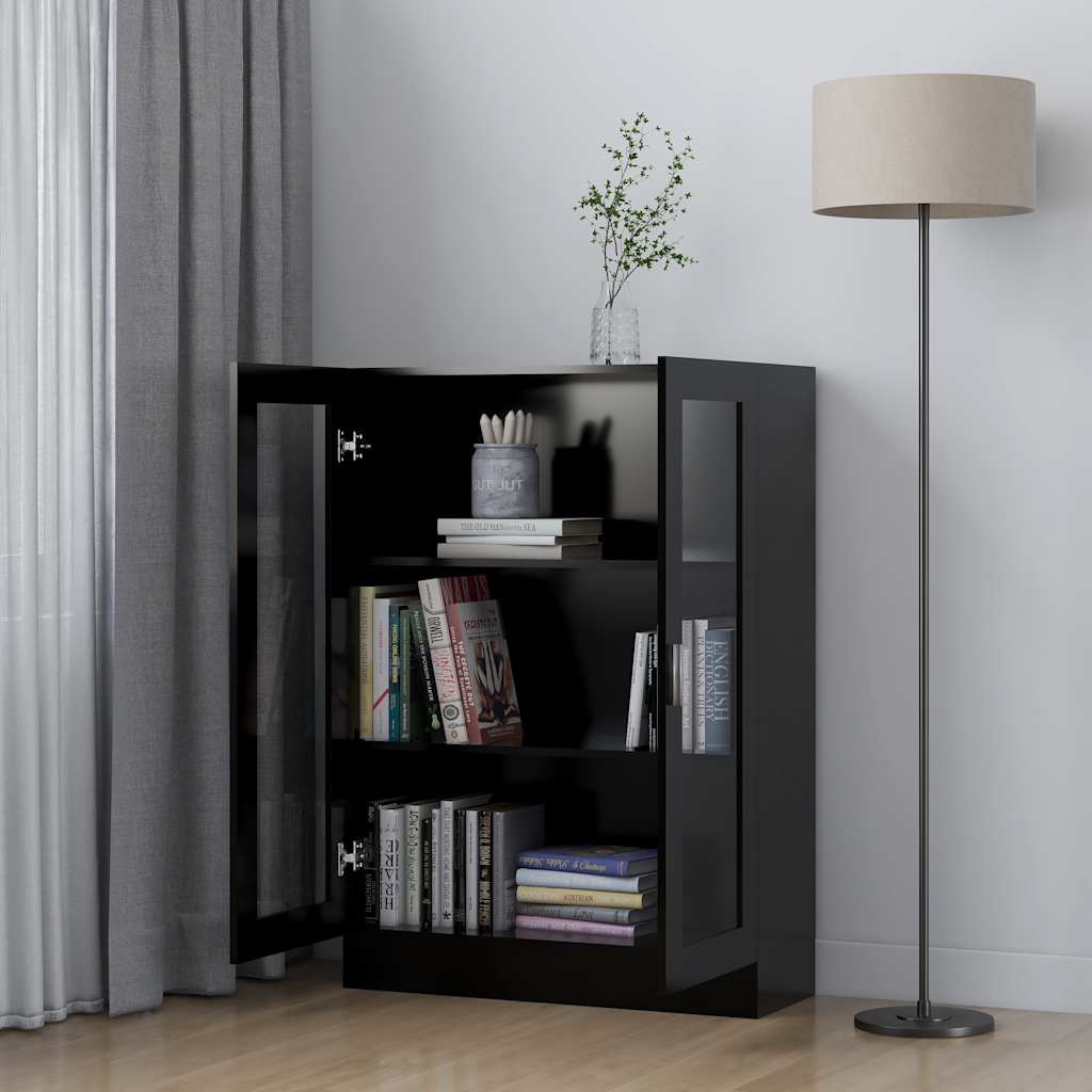 Vitrine Cabinet Black 82.5x30.5x115 cm Engineered Wood