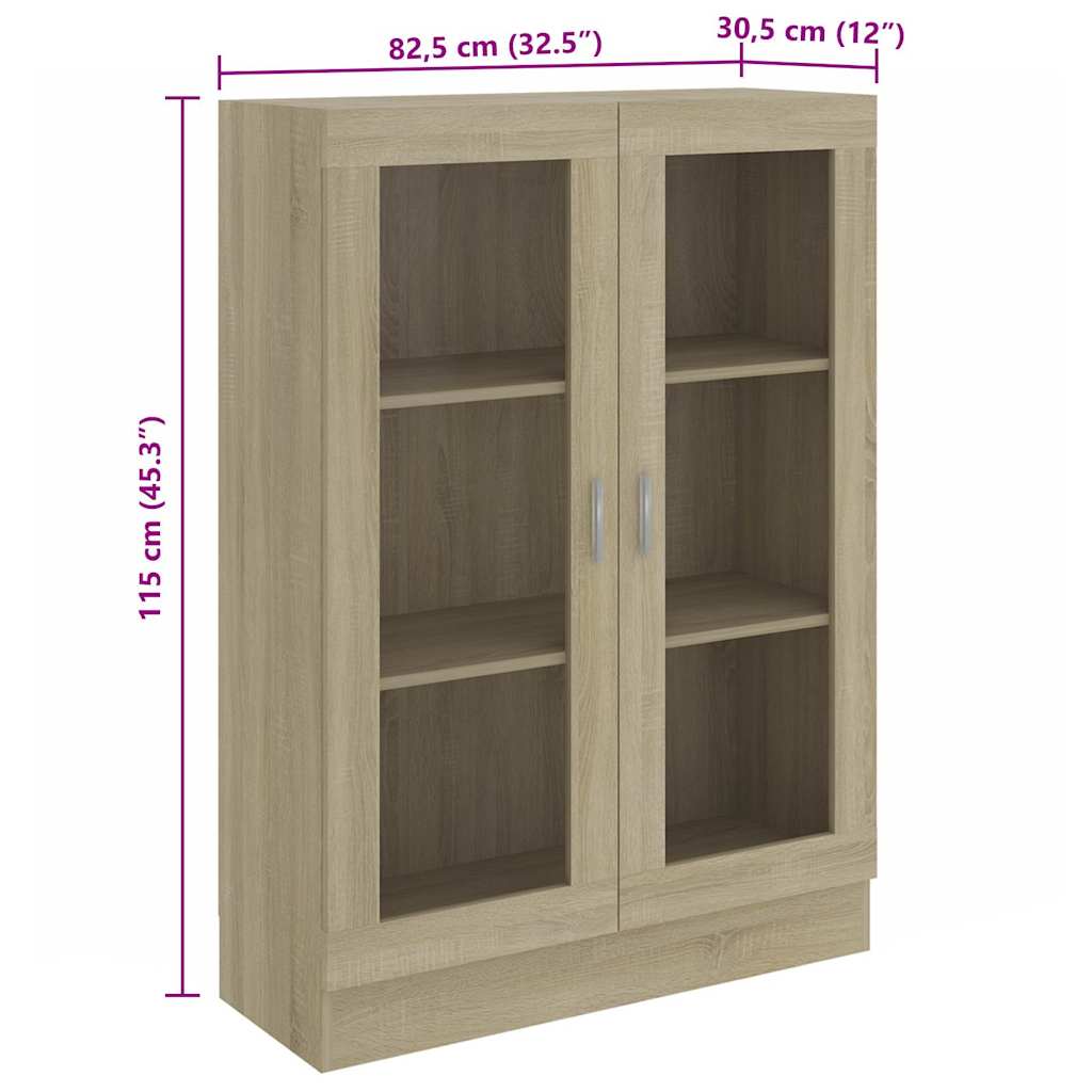 Vitrine Cabinet Sonoma Oak 82.5x30.5x115 cm Engineered Wood