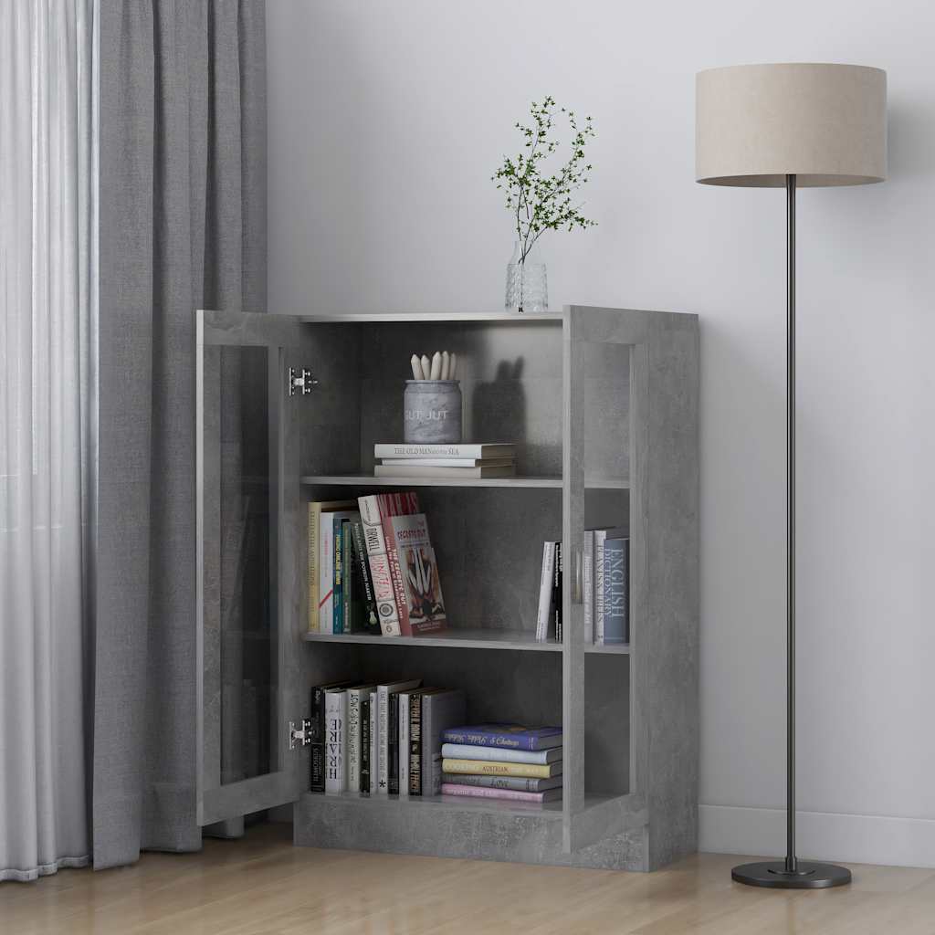 Vitrine Cabinet Concrete Grey 82.5x30.5x115 cm Engineered Wood