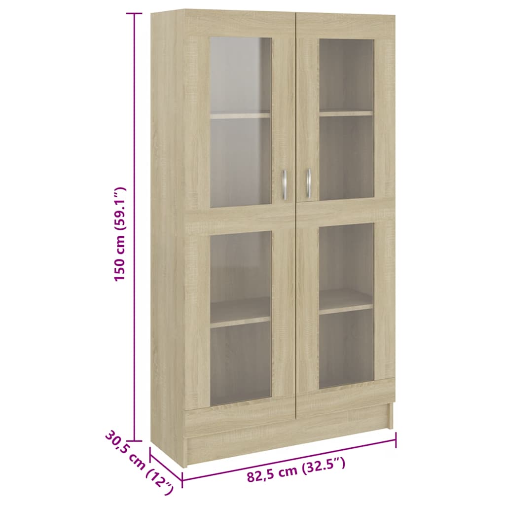 Vitrine Cabinet Sonoma Oak 82.5x30.5x150 cm Engineered Wood