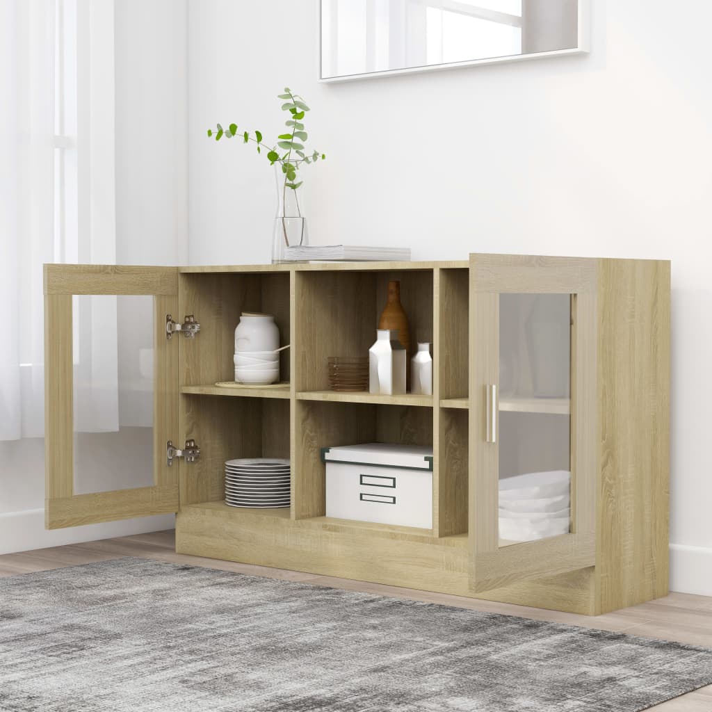 Vitrine Cabinet Sonoma Oak 120x30.5x70 cm Engineered Wood