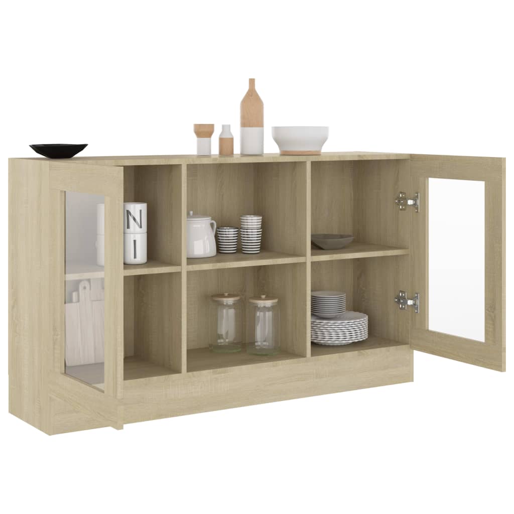 Vitrine Cabinet Sonoma Oak 120x30.5x70 cm Engineered Wood