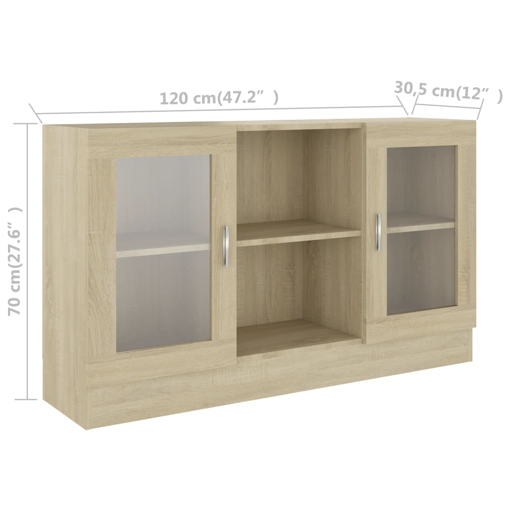 Vitrine Cabinet Sonoma Oak 120x30.5x70 cm Engineered Wood