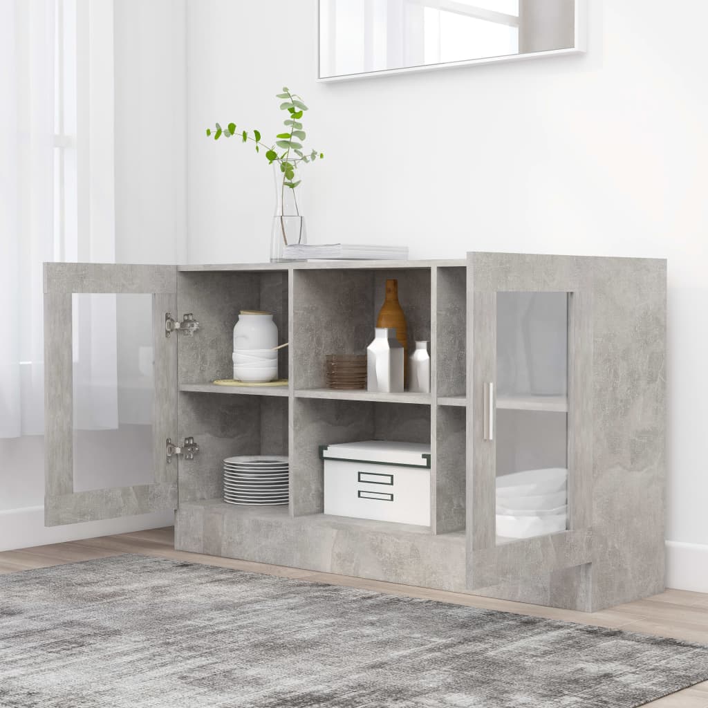 Vitrine Cabinet Concrete Grey 120x30.5x70 cm Engineered Wood