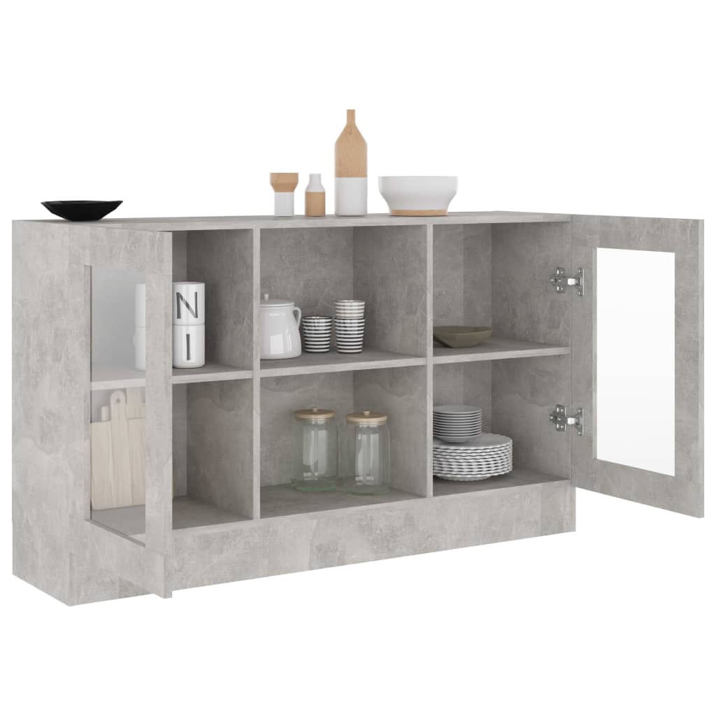 Vitrine Cabinet Concrete Grey 120x30.5x70 cm Engineered Wood