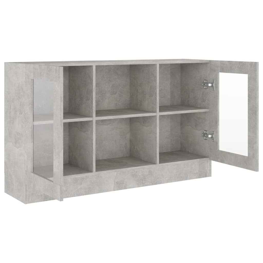 Vitrine Cabinet Concrete Grey 120x30.5x70 cm Engineered Wood