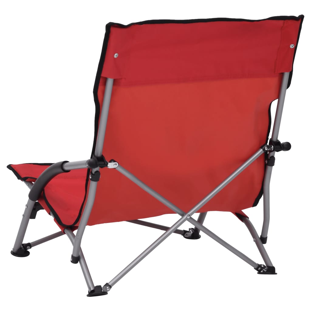 Folding Beach Chairs 2 pcs Red Fabric