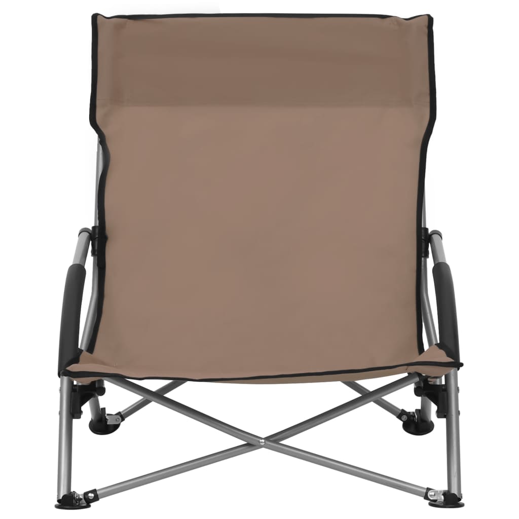 Folding Beach Chairs 2 pcs Taupe Fabric