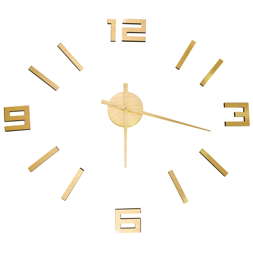 3D Wall Clock Modern Design Gold 100 cm XXL