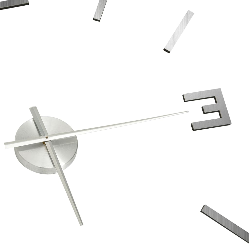 3D Wall Clock Modern Design Silver 100 cm XXL
