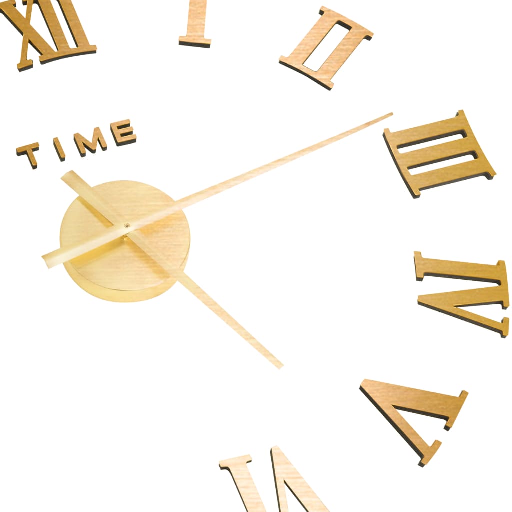 3D Wall Clock Modern Design Gold 100 cm XXL