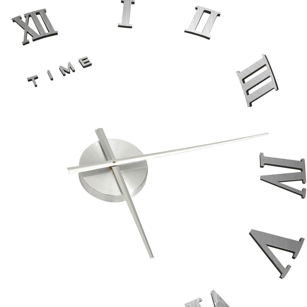 3D Wall Clock Modern Design Silver 100 cm XXL