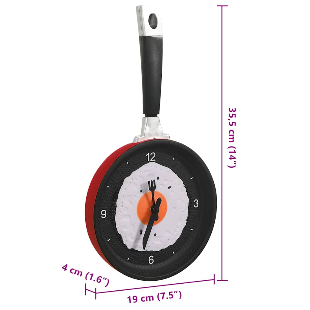 Wall Clock with Fried Egg Pan Design 18.8 cm
