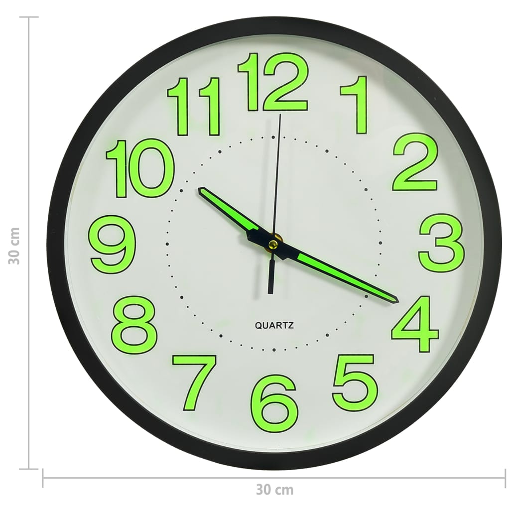 Luminous Wall Clock Black 30 cm