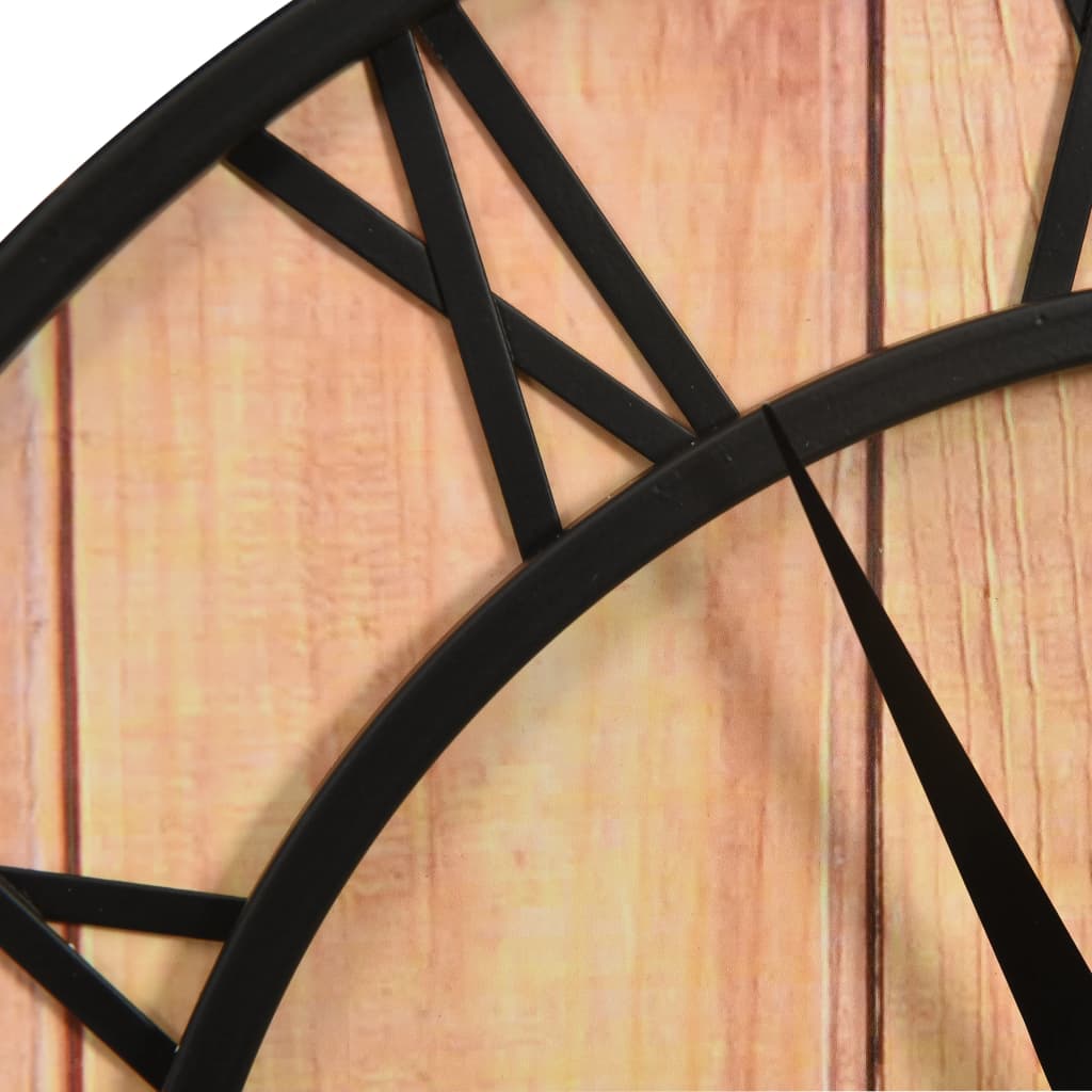 Wall Clock 39 cm Brown and Black MDF and Iron