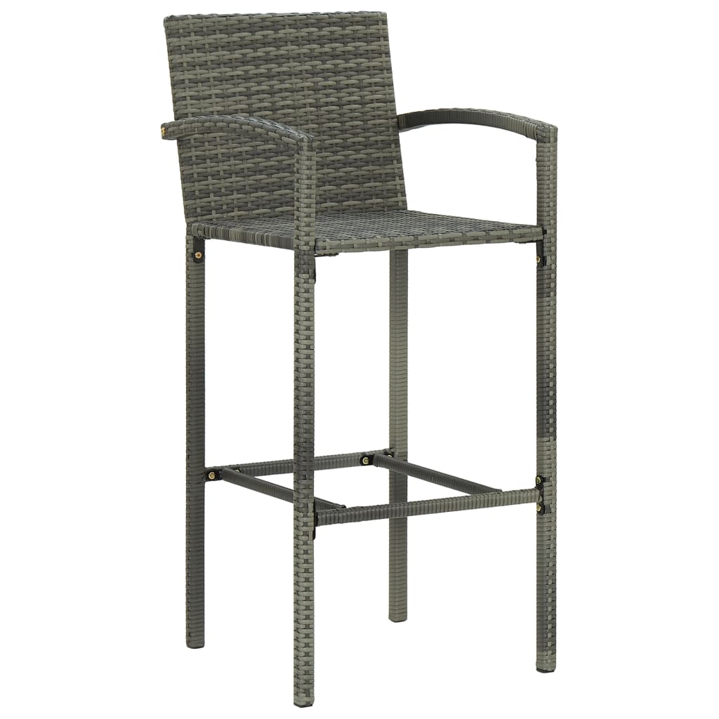 Bar Stools 2 pcs Grey Poly Rattan