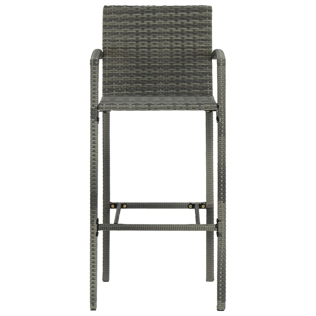 Bar Stools 2 pcs Grey Poly Rattan