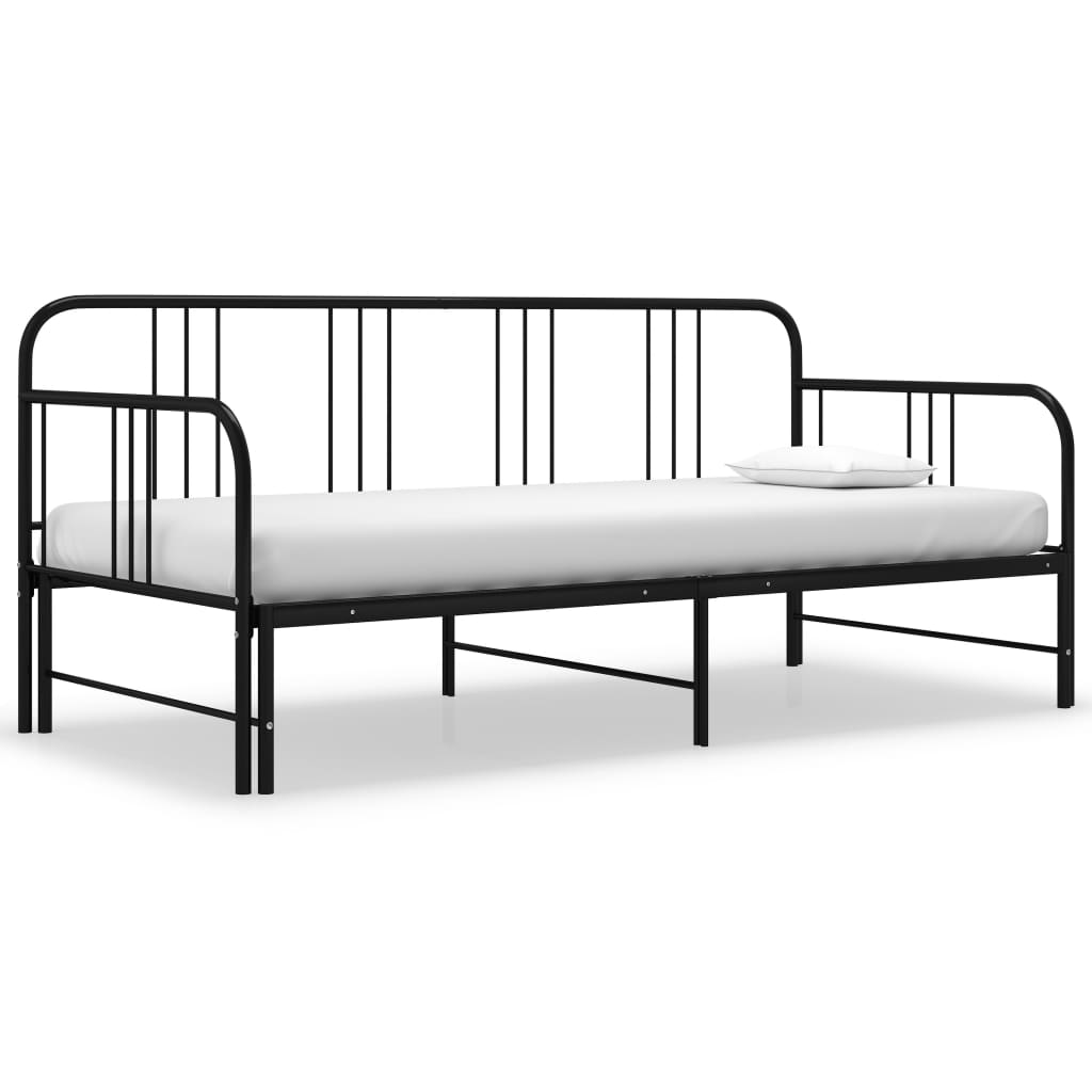 Pull-out Sofa Bed Frame without Mattress Black Metal 90x200 cm