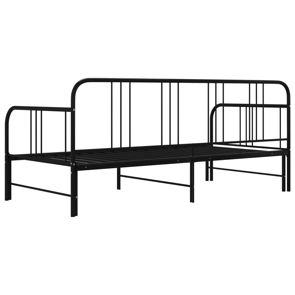 Pull-out Sofa Bed Frame without Mattress Black Metal 90x200 cm