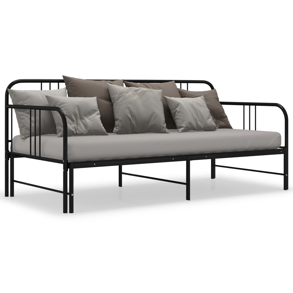 Pull-out Sofa Bed Frame without Mattress Black Metal 90x200 cm
