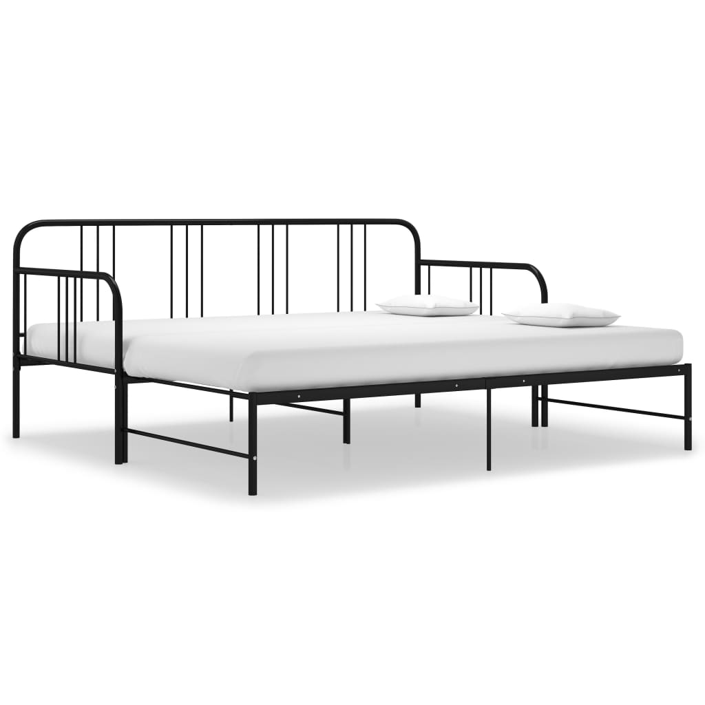 Pull-out Sofa Bed Frame without Mattress Black Metal 90x200 cm