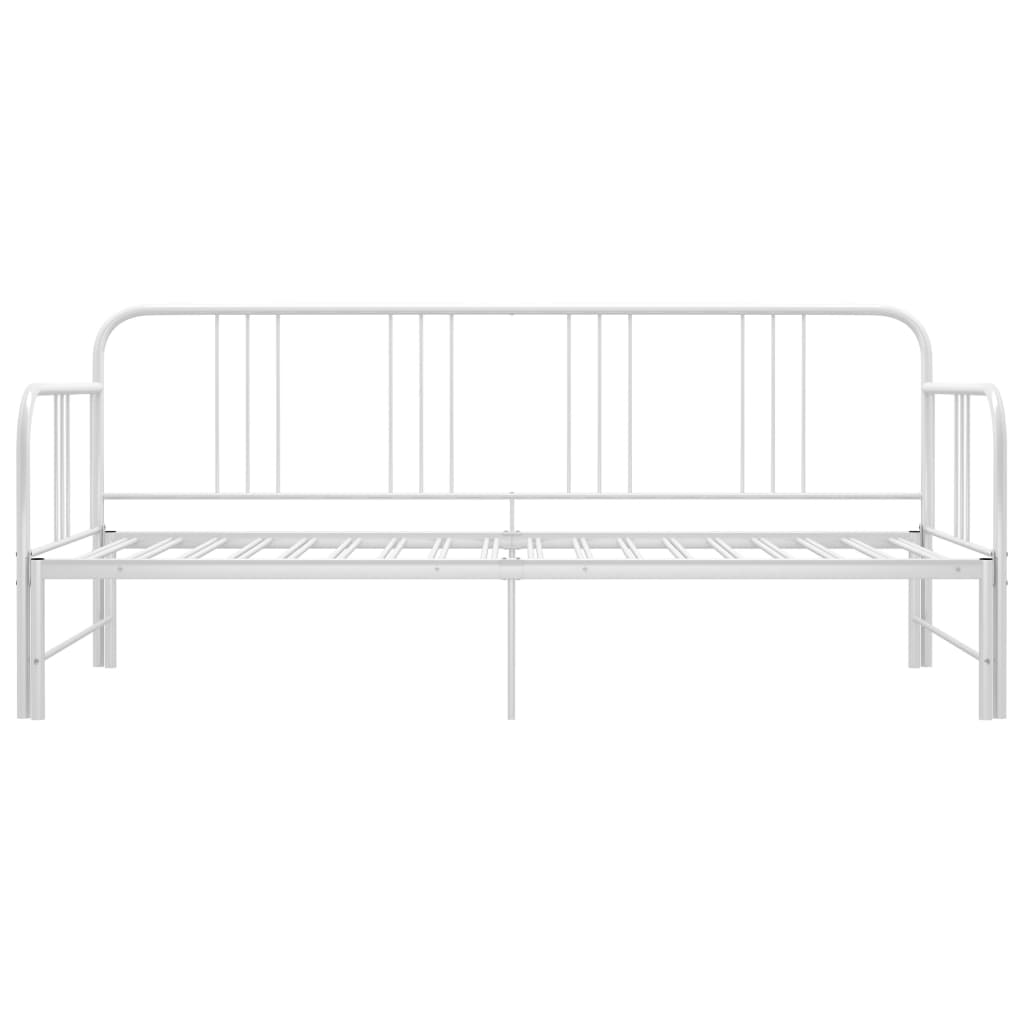 Pull-out Sofa Bed Frame without Mattress White Metal 90x200 cm
