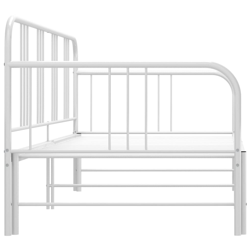 Pull-out Sofa Bed Frame without Mattress White Metal 90x200 cm