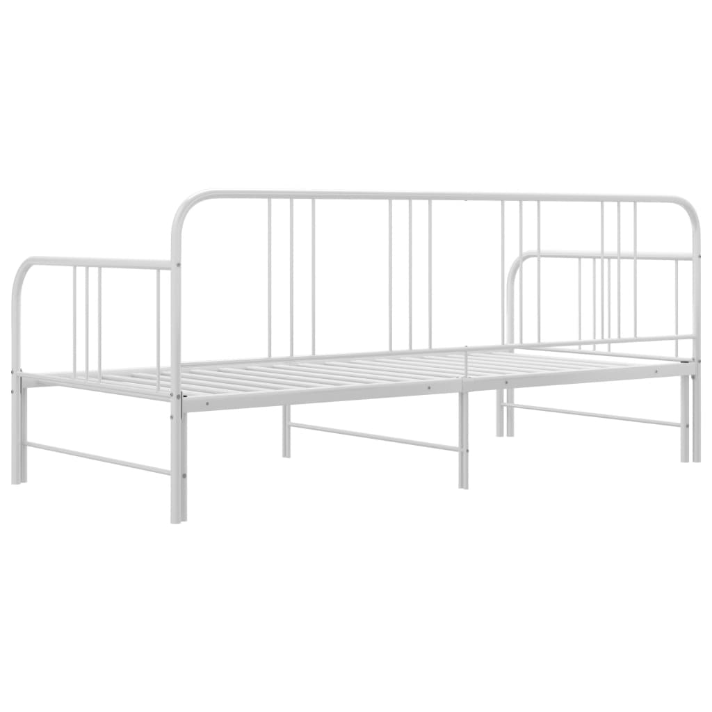 Pull-out Sofa Bed Frame without Mattress White Metal 90x200 cm