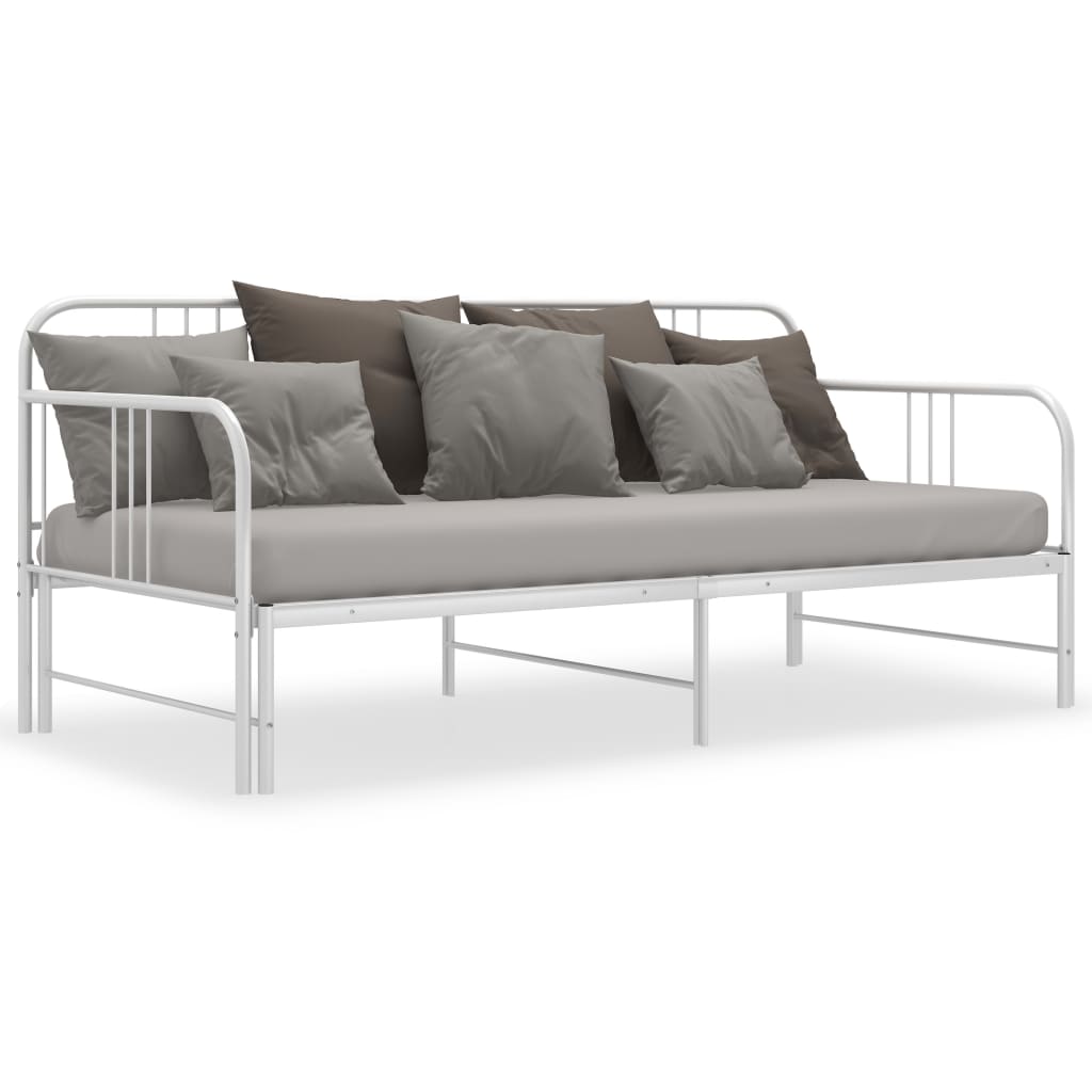 Pull-out Sofa Bed Frame without Mattress White Metal 90x200 cm