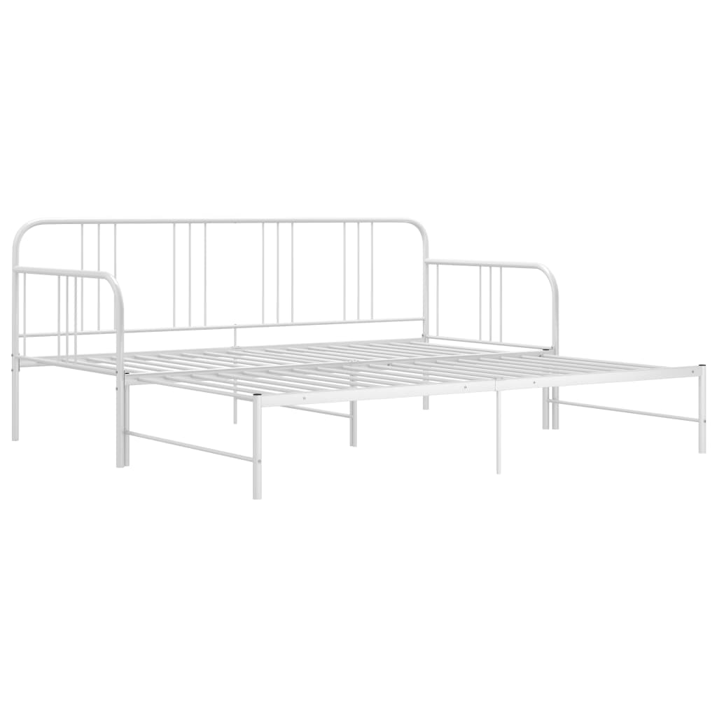 Pull-out Sofa Bed Frame without Mattress White Metal 90x200 cm