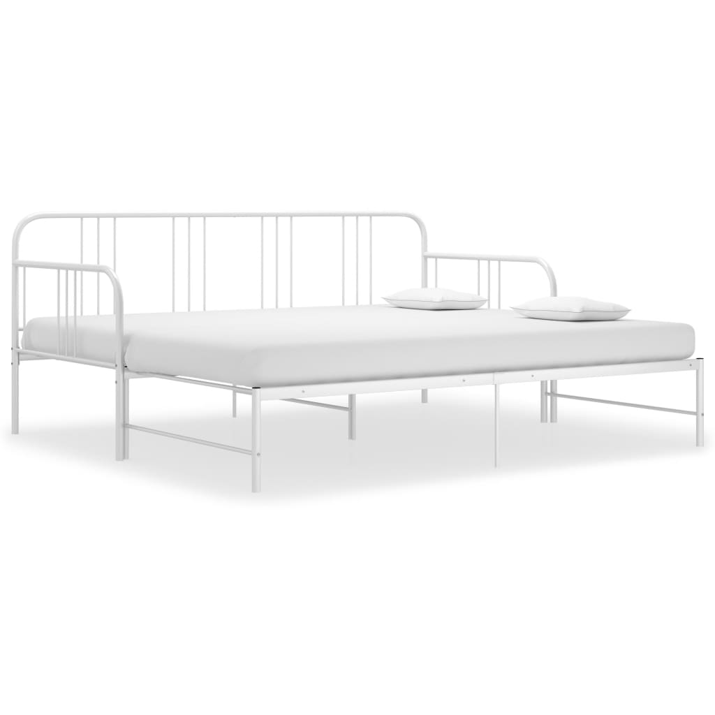 Pull-out Sofa Bed Frame without Mattress White Metal 90x200 cm