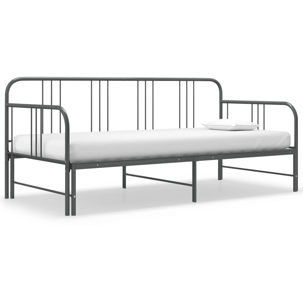 Pull-out Sofa Bed Frame without Mattress Grey Metal 90x200 cm