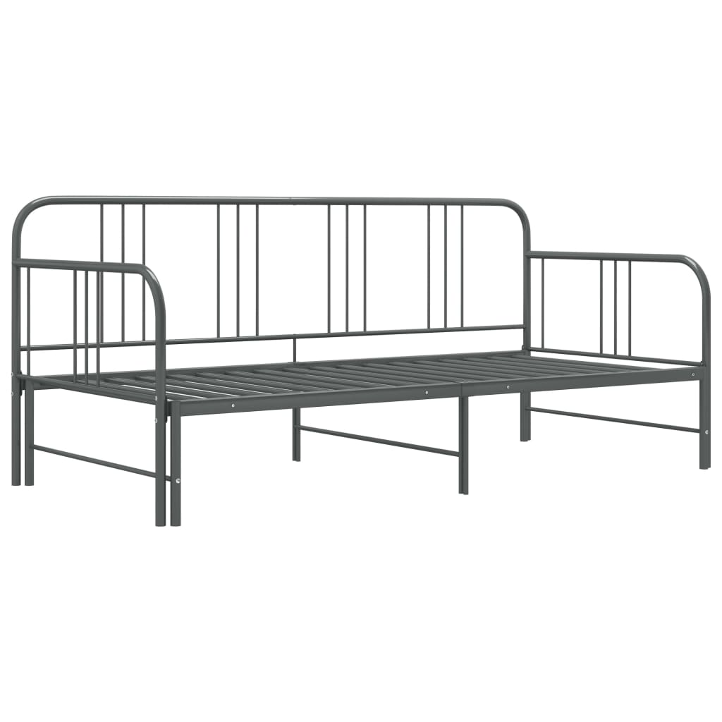 Pull-out Sofa Bed Frame without Mattress Grey Metal 90x200 cm