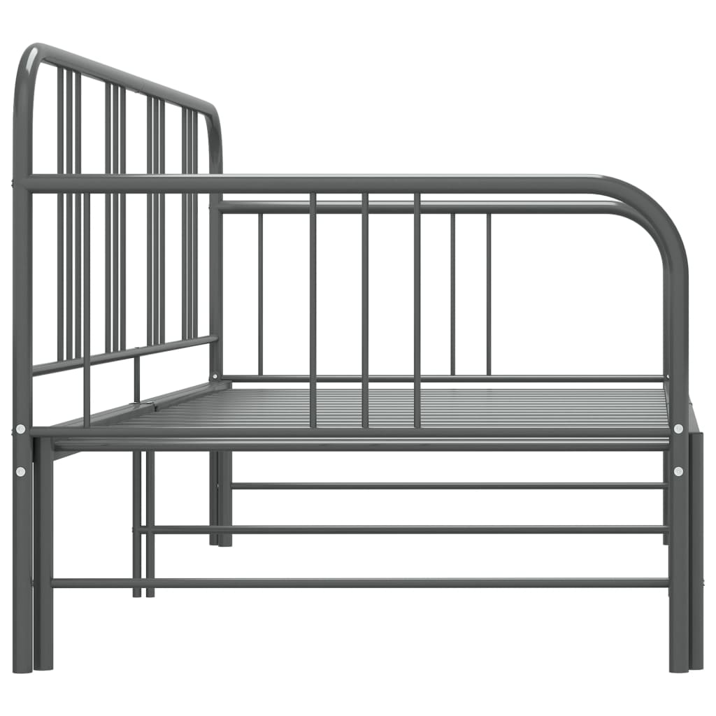 Pull-out Sofa Bed Frame without Mattress Grey Metal 90x200 cm