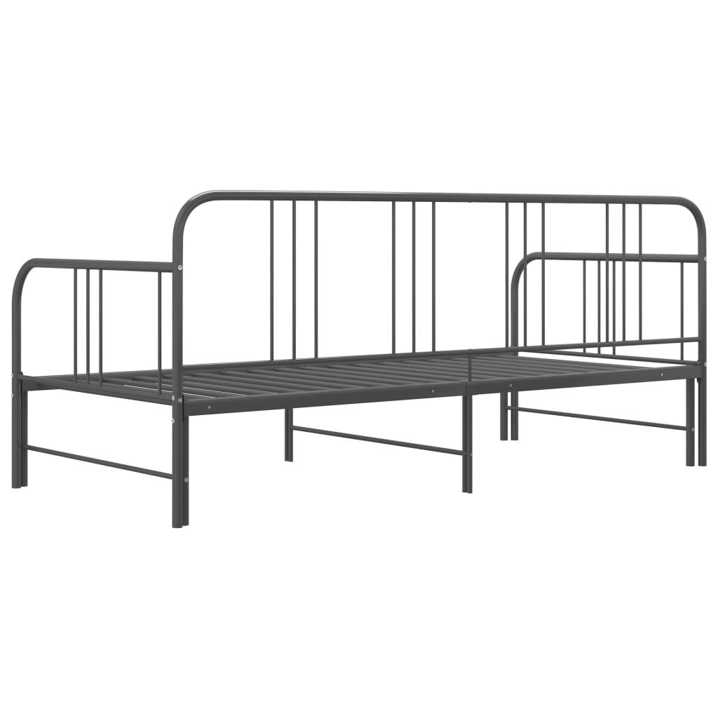 Pull-out Sofa Bed Frame without Mattress Grey Metal 90x200 cm