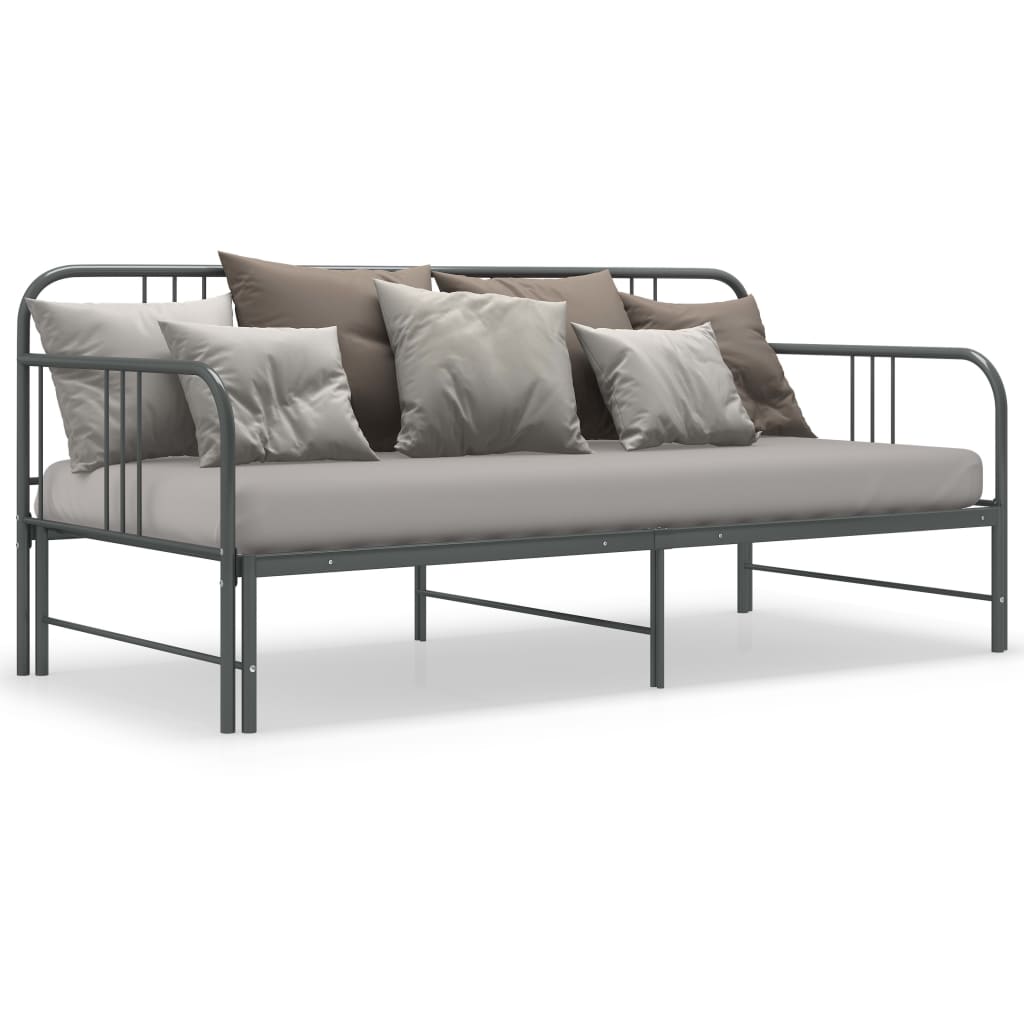 Pull-out Sofa Bed Frame without Mattress Grey Metal 90x200 cm