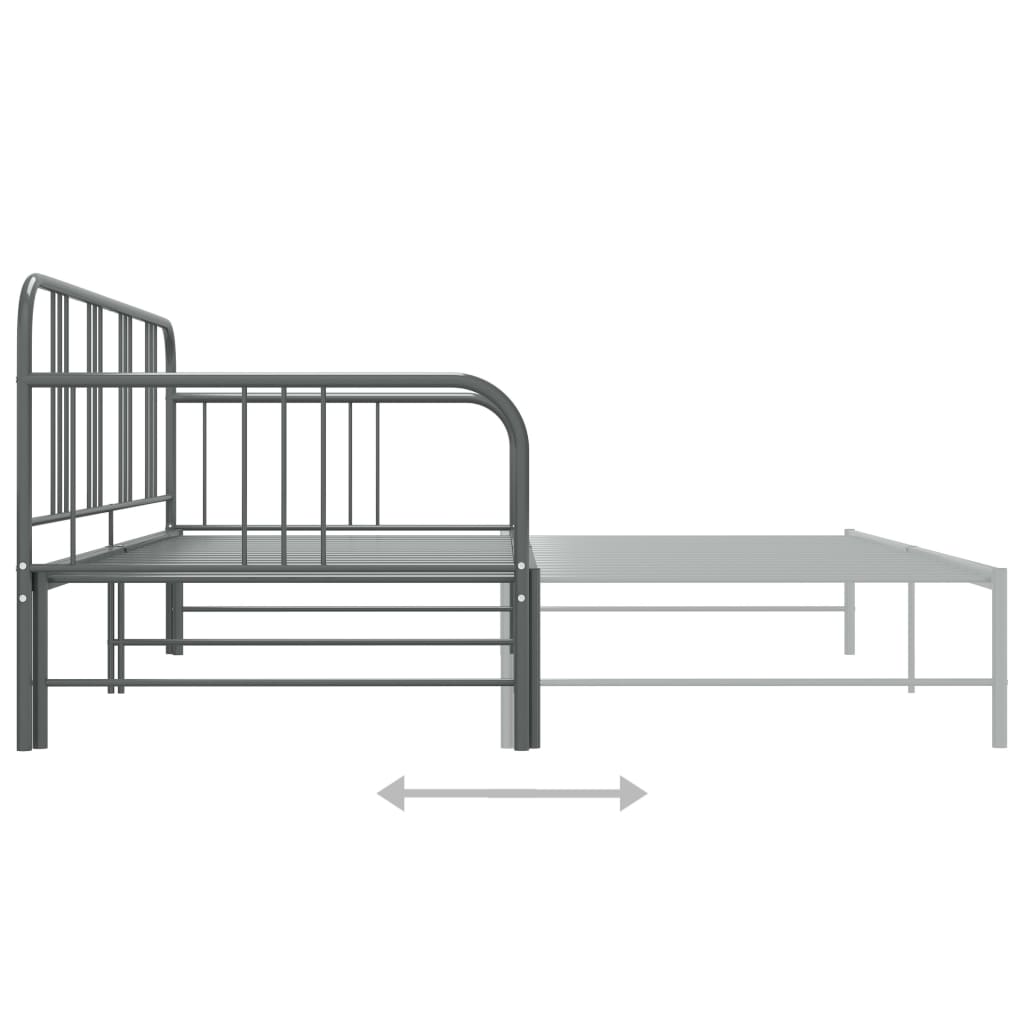 Pull-out Sofa Bed Frame without Mattress Grey Metal 90x200 cm