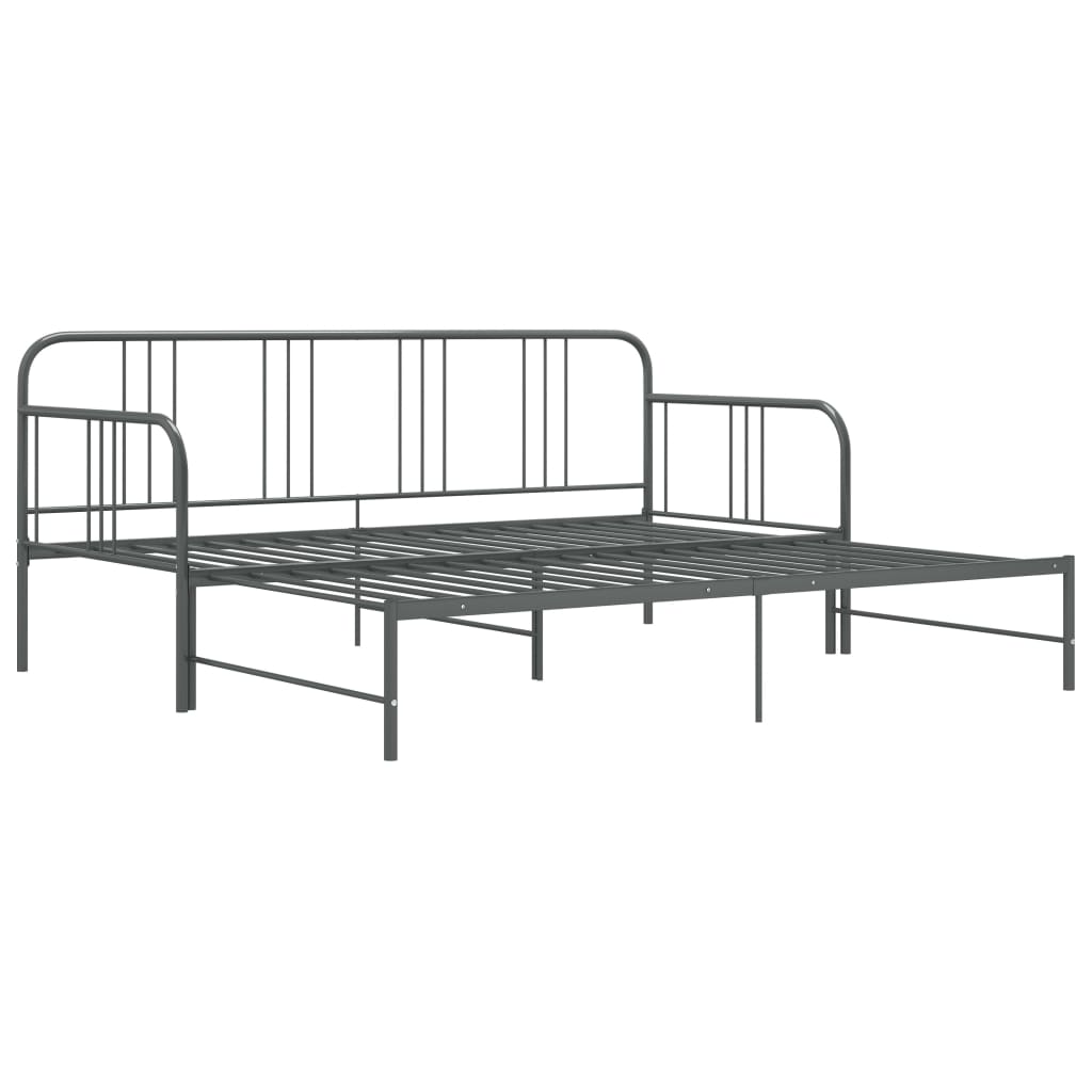 Pull-out Sofa Bed Frame without Mattress Grey Metal 90x200 cm