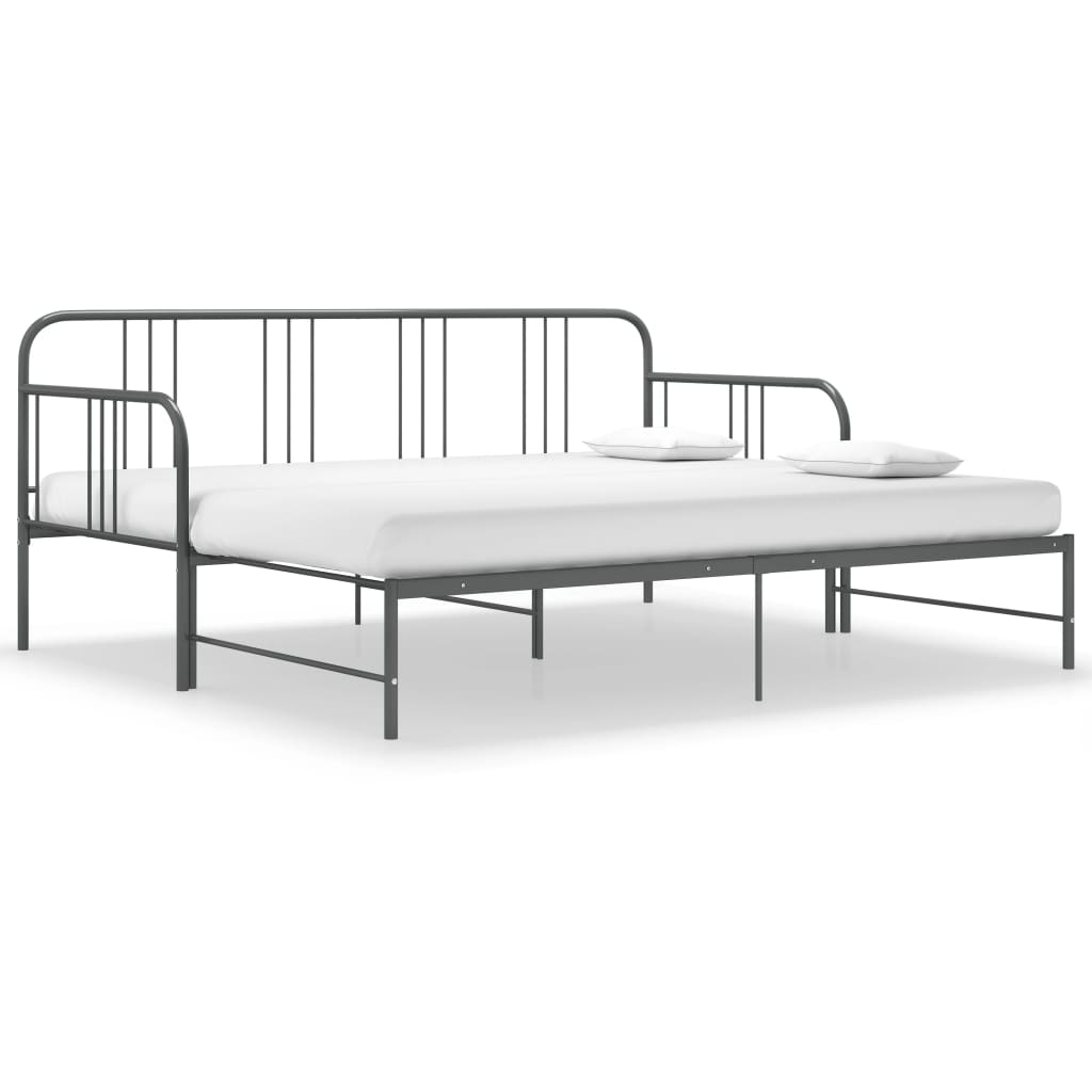 Pull-out Sofa Bed Frame without Mattress Grey Metal 90x200 cm