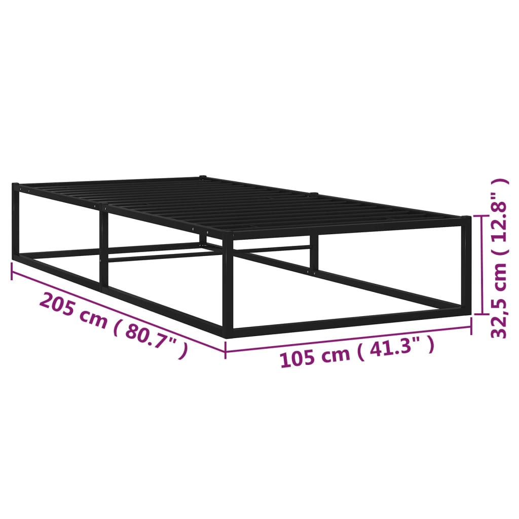 Bed Frame without Mattress Black Metal 100x200 cm