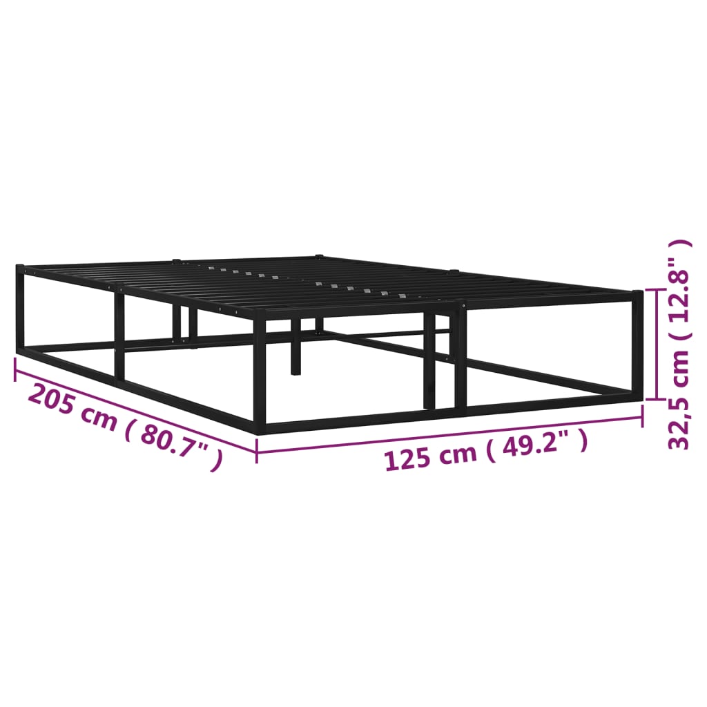 Bed Frame without Mattress Black Metal 120x200 cm